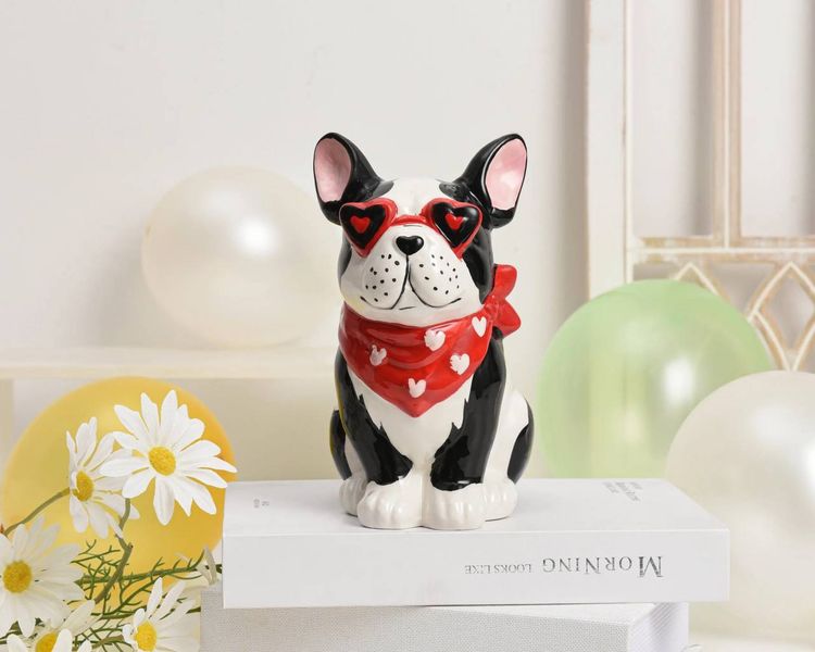 Статуетка собака в окулярах Love. Фігурка собаки для інтерьеру 1110 фото