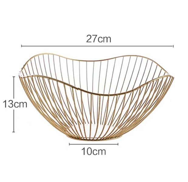 Тарілка для фруктів металева, фруктовниця, корзина для фруктів 27 см золота 0998 фото