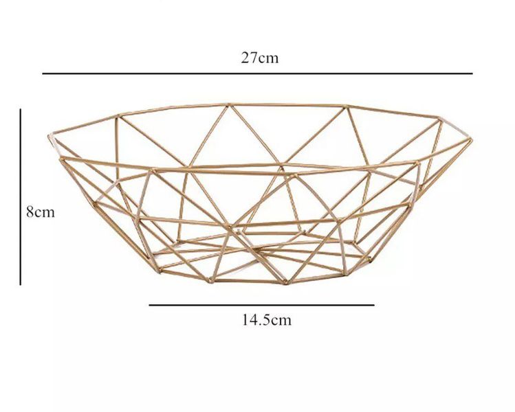 Тарілка для фруктів металева, фруктовниця, корзина для фруктів 27 см золота s 0999 фото