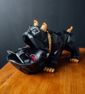 Уценка! Дефект! Статуэтка собака чёрная. Органайзер, конфетница, лофт фигурка для интерьера 10909 фото