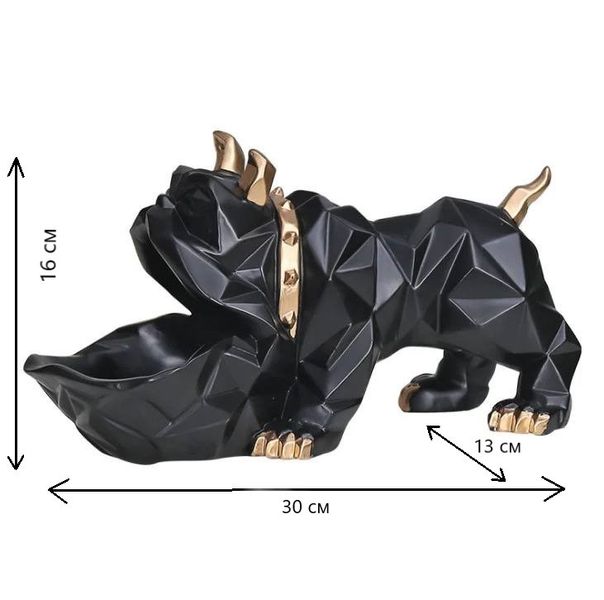 Статуэтка собака чёрная. Органайзер, конфетница, лофт фигурка для интерьера 0909G фото