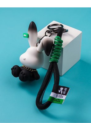 Брелок для ключів кролик чорно - білий, брелок для рюкзака заєць 919 фото