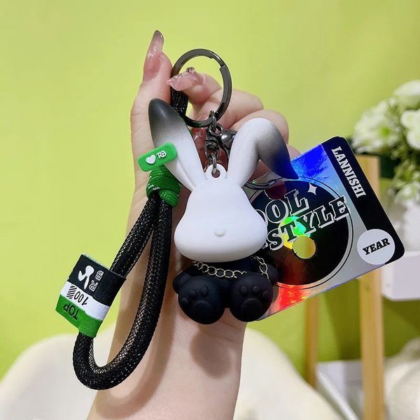 Брелок для ключів кролик чорно - білий, брелок для рюкзака заєць 919 фото