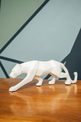 Статуетка пантера біла 26 см. Фігурка пантери для інтер'єру 1812G фото