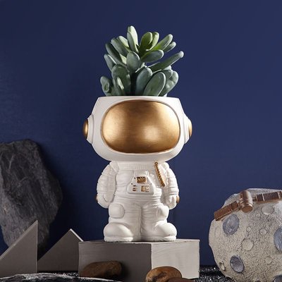 Статуетка, кашпо космонавт. Фігурка астронавта для інтер'єру, горщик для рослини 0970 фото
