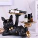 Статуетка собака в окулярах з двома підносами у золотих черевиках. Фігурка, органайзер французького бульдога для інтер'єру 0938 фото 1