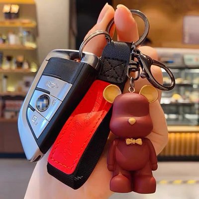 Брелок для ключей  медведь с бабочкой бордовый, брелок для рюкзака медведь 1446 фото