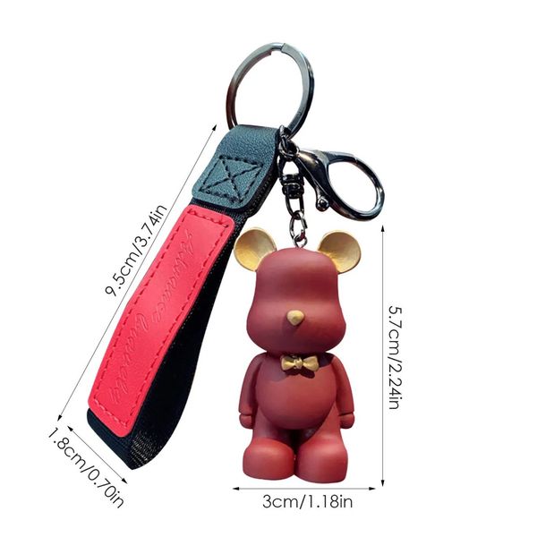 Брелок для ключів ведмідь з метелеком багряний, брелок для рюкзака ведмідь 1446 фото