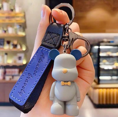 Брелок для ключів ведмідь з метелеком блакитний, брелок для рюкзака ведмідь 1453 фото
