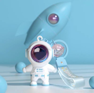 Брелок для ключів космонавт з ліхтариком блакитний, брелок для рюкзака астронавт 1555 фото
