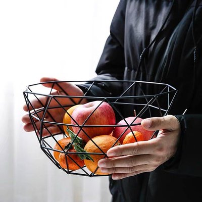 Тарілка для фруктів металева, фруктовниця, корзина для фруктів 26 см чорна 0993 фото