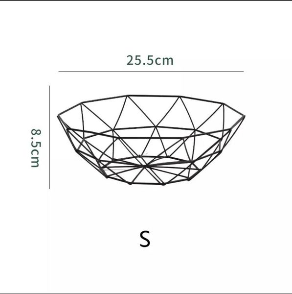 Тарілка для фруктів металева, фруктовниця, корзина для фруктів 25.5 см чорна 0996 фото