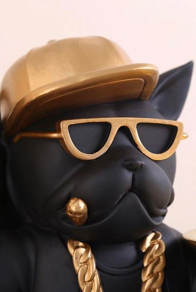Статуетка собака з магнітофоном з підносом у золотих черевиках 1307 фото