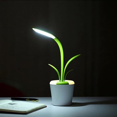 Настольный светильник цветок в горшке. Декоративный светильник растение в стиле лофт для интерьера 0951 фото