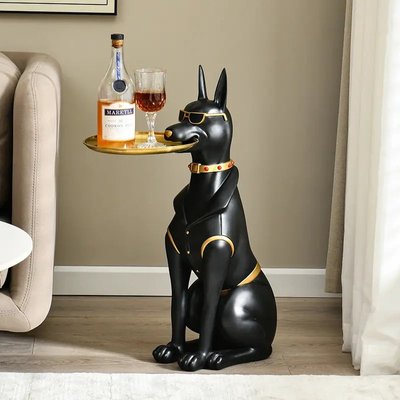Журнальний столик доберман, кавовий столик у вигляді статуетки собаки 0704 фото