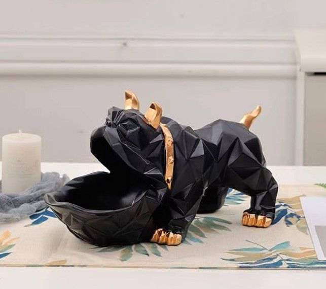 Статуетка собака чорна. Органайзер, цукерниця, лофт фігурка для інтер'єру 0909 фото